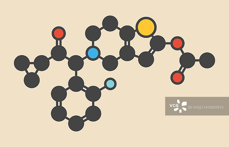 普拉格雷血小板抑制剂分子图片素材