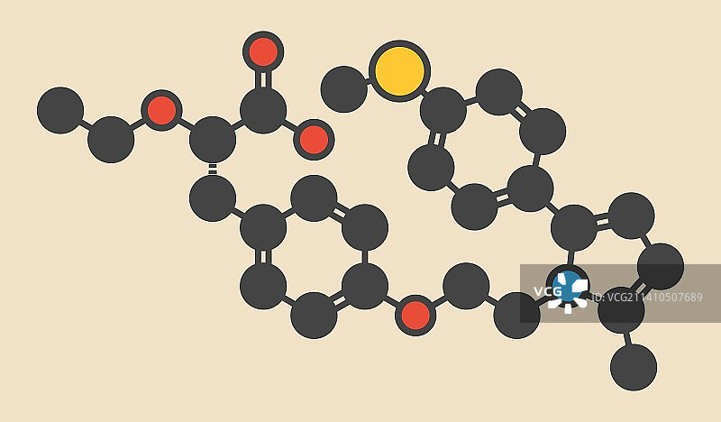 Saroglitazar糖尿病药物分子图片素材