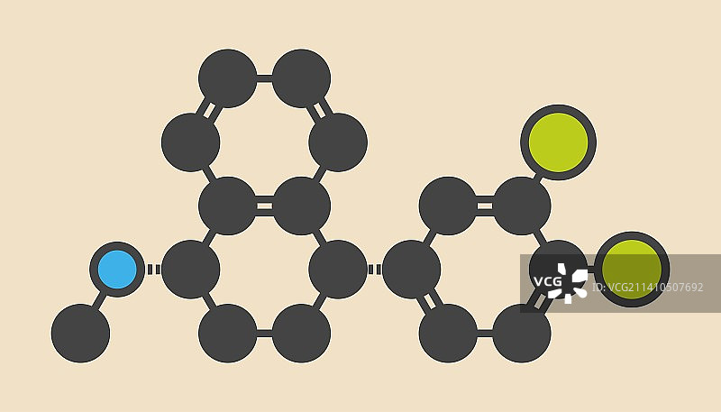 抗抑郁药舍曲林分子结构图片素材