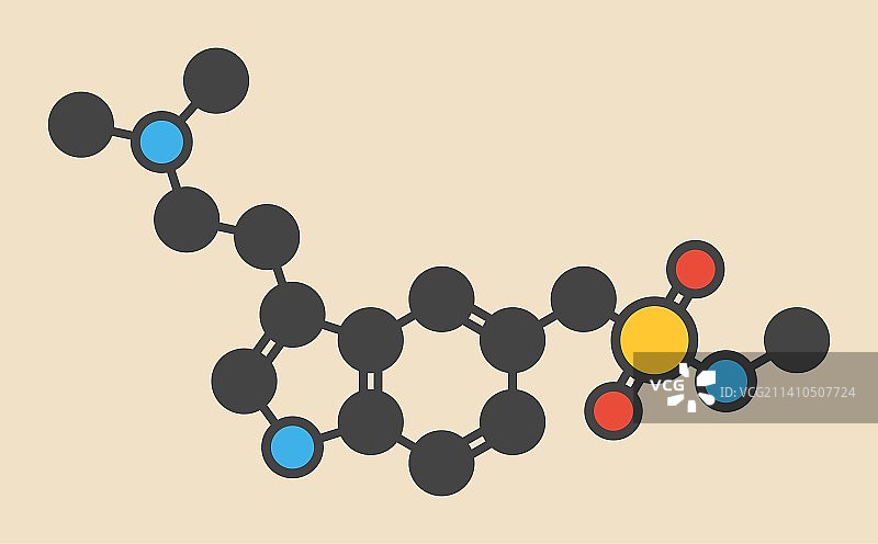 舒马曲坦偏头痛药物分子图片素材