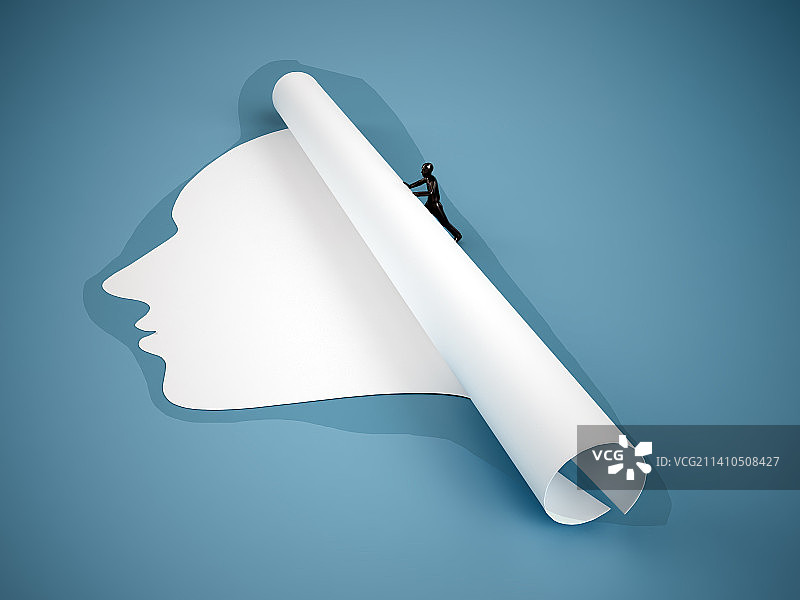 纸质人脸插画图片素材