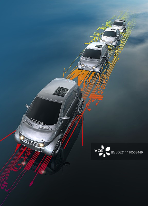 无人驾驶汽车插画图片素材