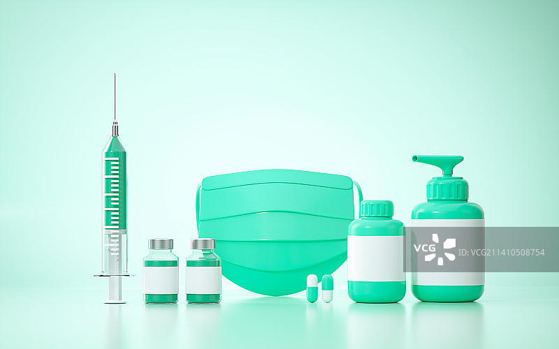 医用外科口罩药物消毒液疫苗接种图片素材
