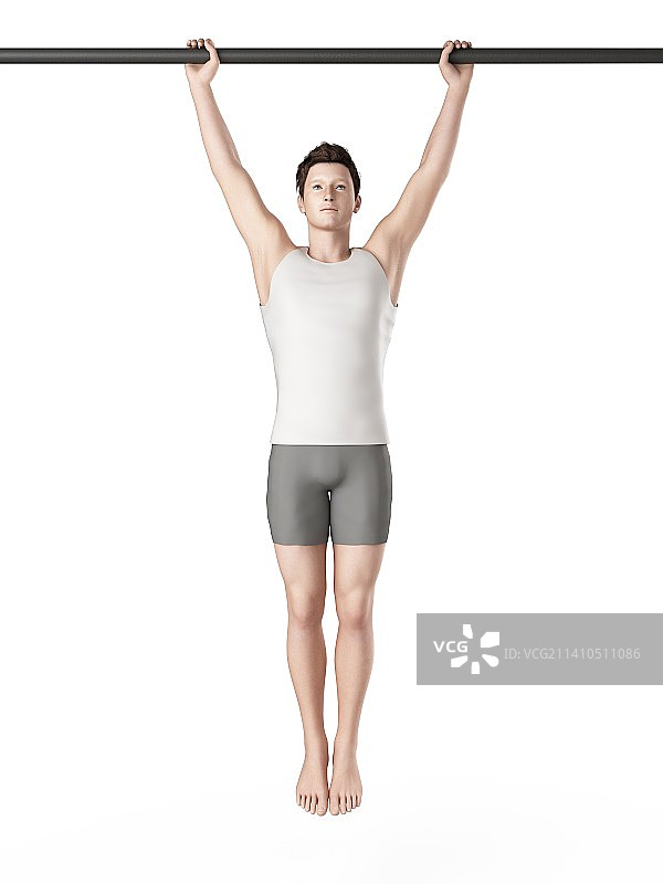 男人在单杠上锻炼图片素材