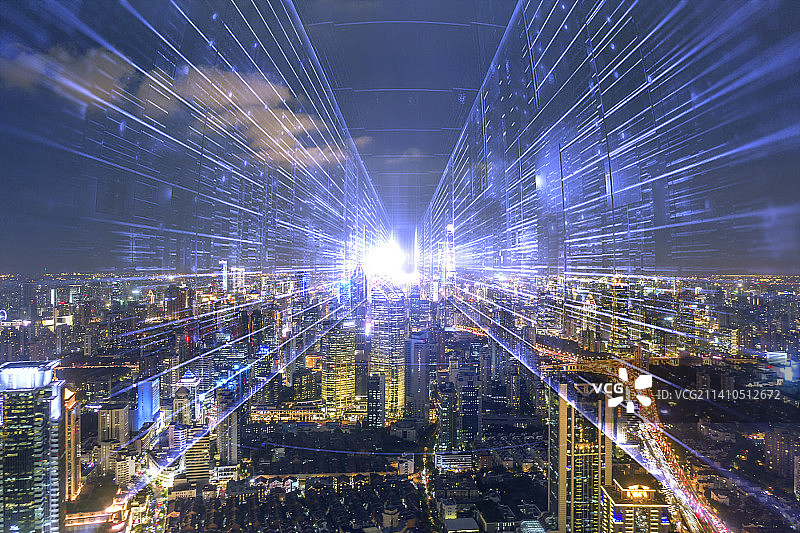 上海城市建筑风光大数据概念图片素材