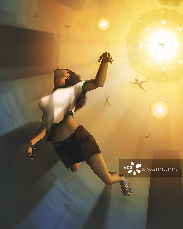 人们被不明飞行物劫持图片素材