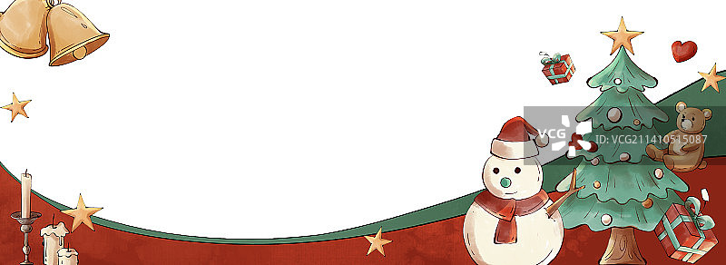 水彩复古圣诞节庆祝系列banner图片素材