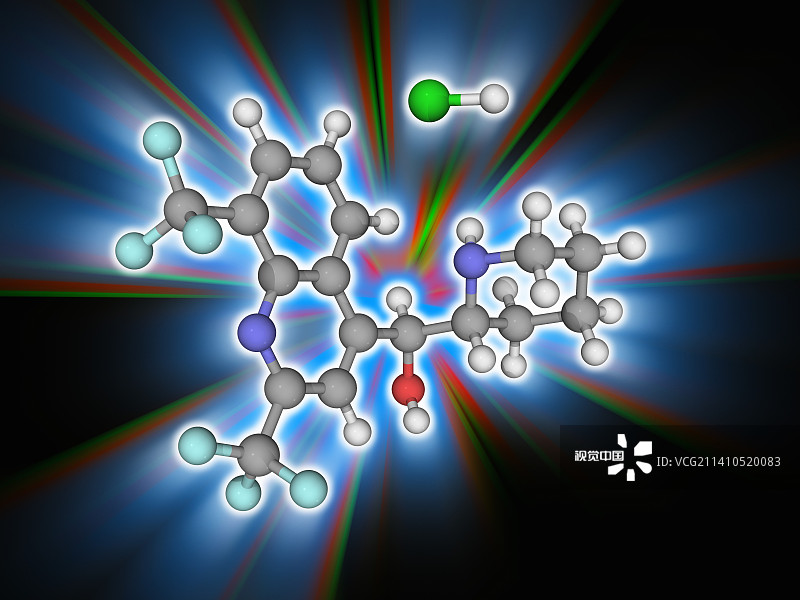 盐酸甲氟喹药物分子图片素材