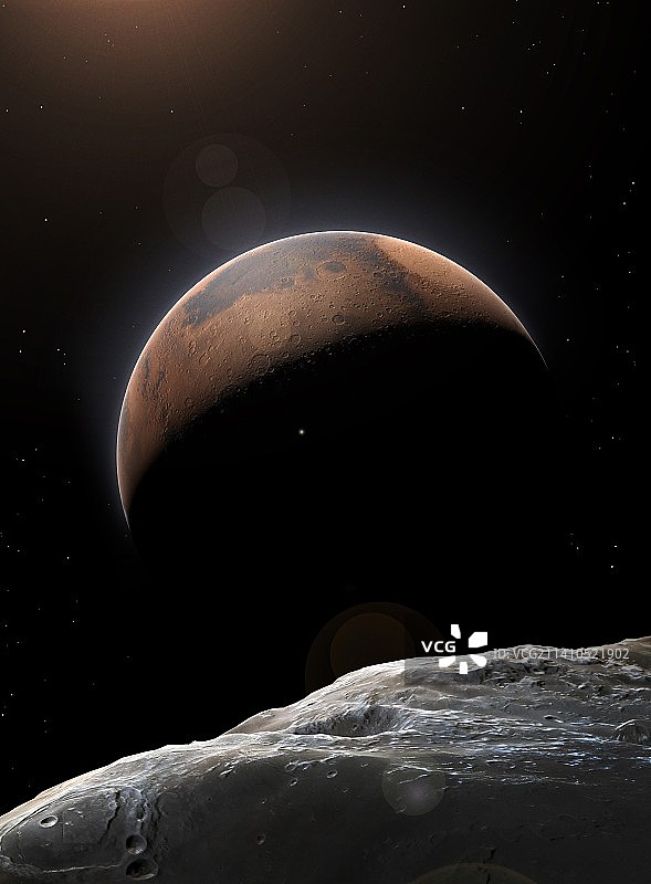 火星和火卫一的艺术作品图片素材