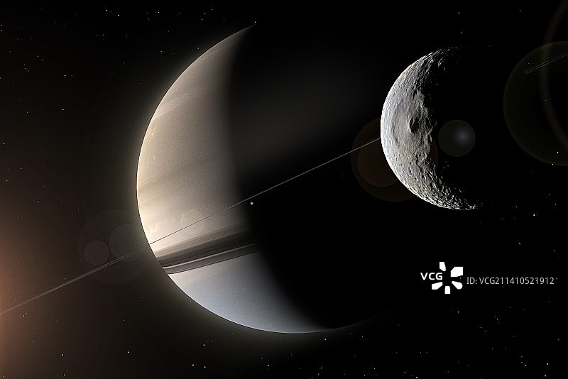 土星和弥玛斯艺术作品图片素材