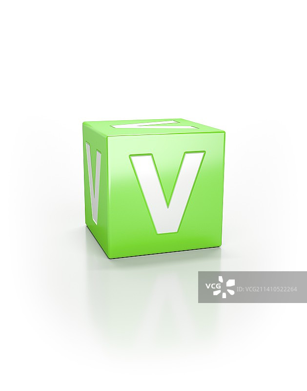 带有字母V的绿色立方体图片素材