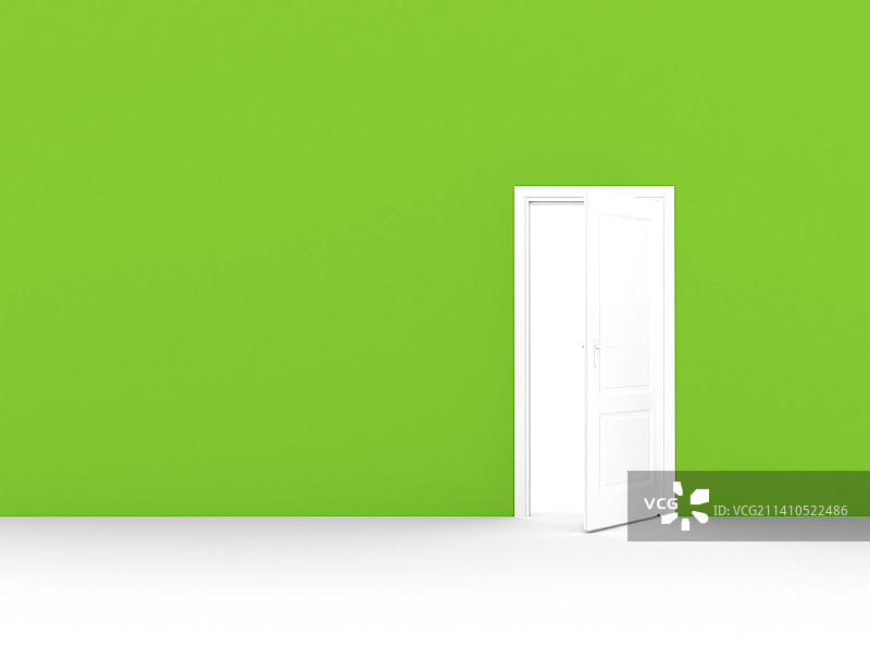 带开放式门的绿植墙图片素材
