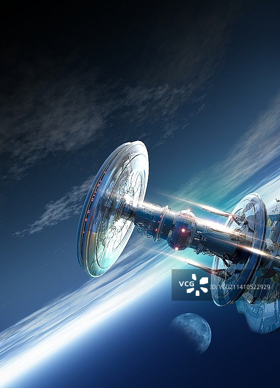 宇宙飞船和行星图片素材