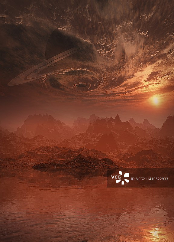 行星上空盘旋的风暴云图片素材