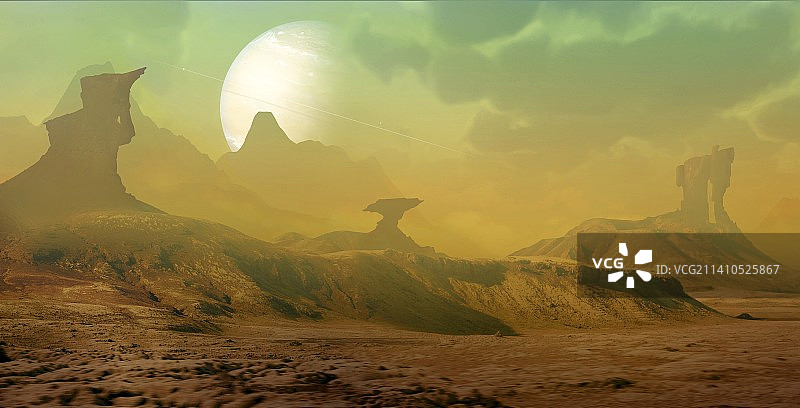 从卫星上看气态巨行星插画图片素材