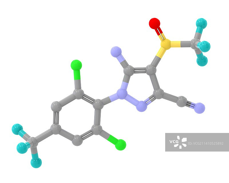 氟虫腈杀虫剂分子，图示图片素材