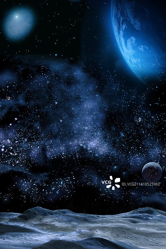 从月球表面看地球插画图片素材