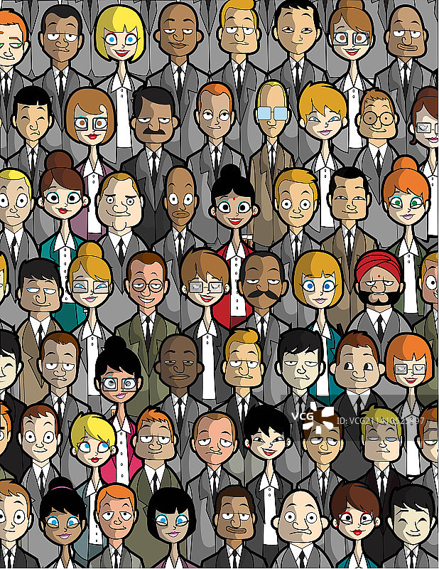 商务人士肩并肩站立插画图片素材