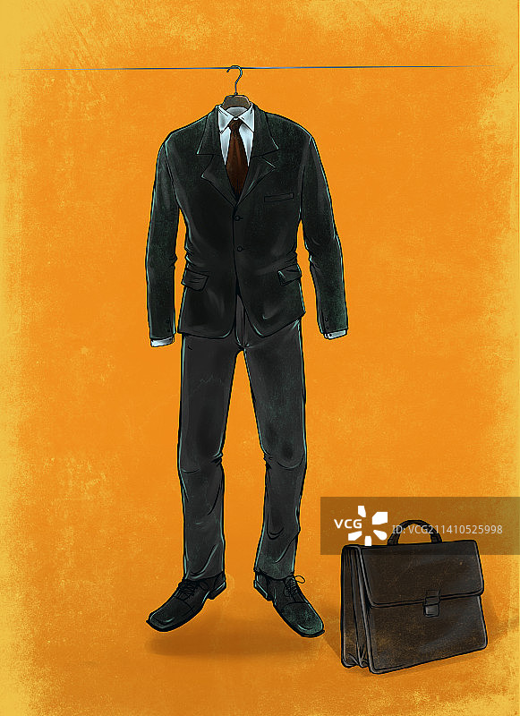 挂在绳子上的商务套装插画图片素材