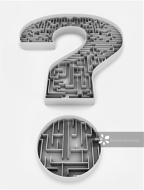 带有迷宫的问号插画图片素材
