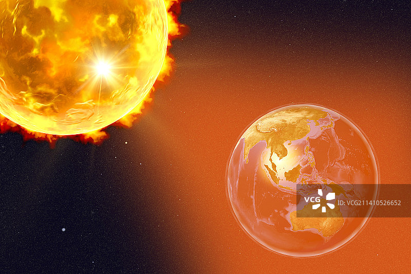 太阳耀斑袭击地球插图图片素材
