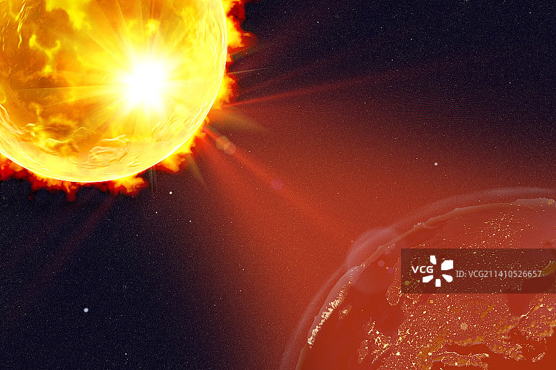 太阳耀斑袭击地球插图图片素材