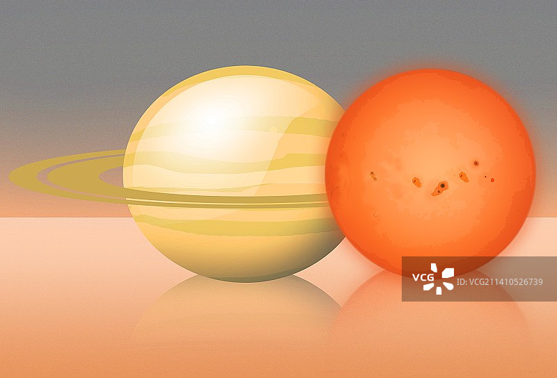 红矮星与土星对比插图图片素材