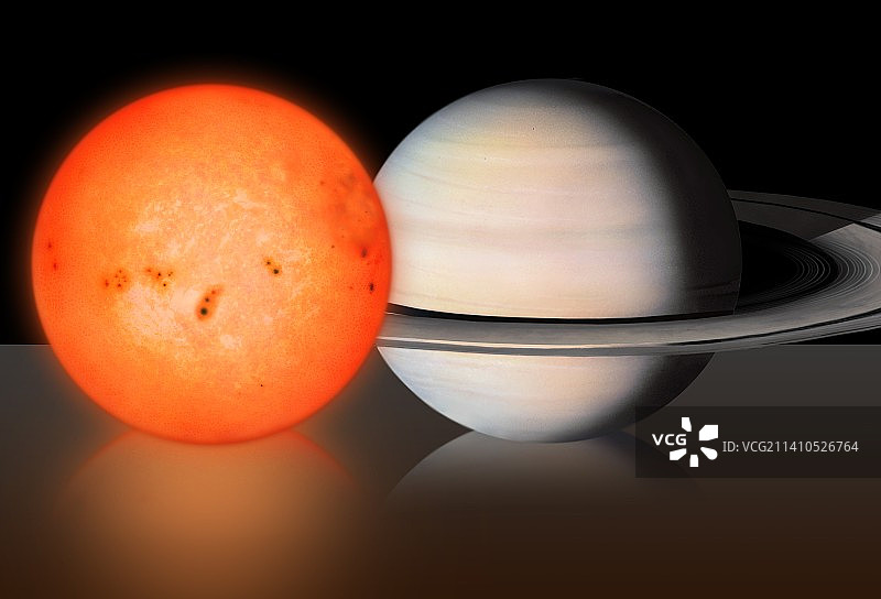 红矮星与土星对比插图图片素材