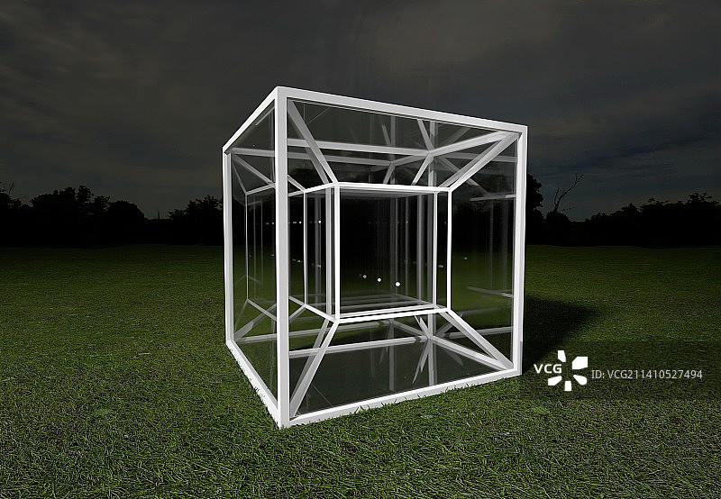 夜晚四维超立方体模型图片素材