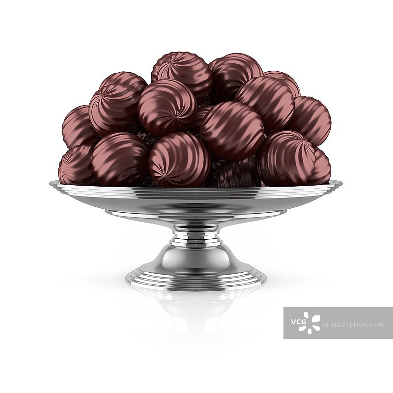 银盘上的黑巧克力，插图图片素材