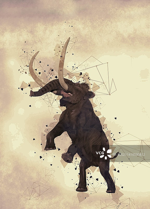 毛茸茸的猛犸象插画图片素材