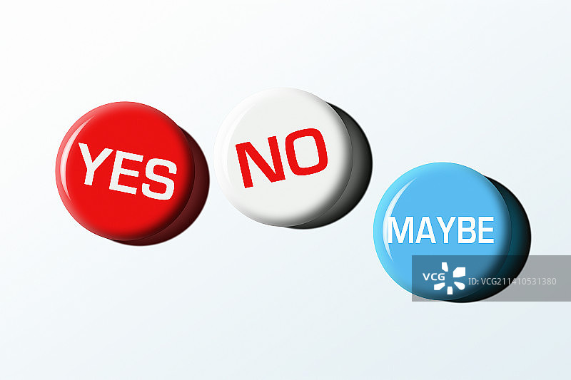 肯定、否定和可能的徽章，插图图片素材