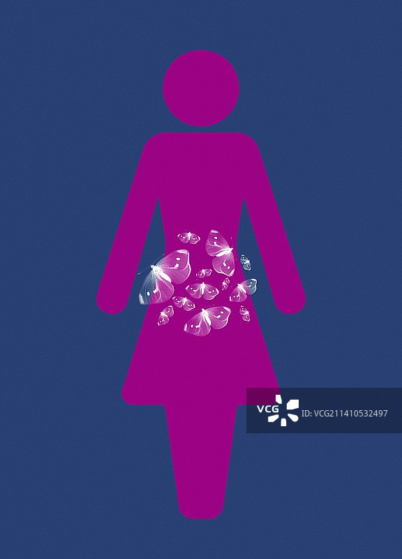 蝴蝶在胃里飞舞的概念插图图片素材