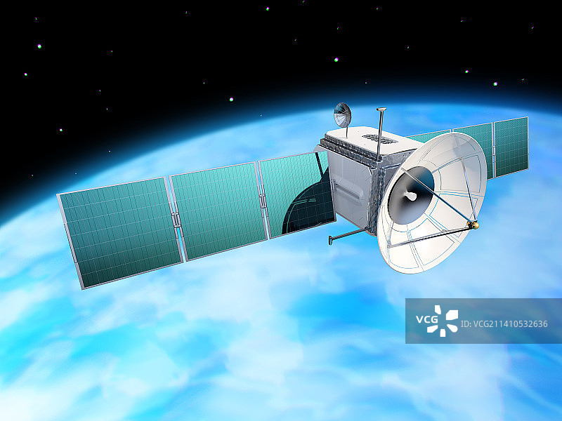 环绕地球运行的卫星插图图片素材