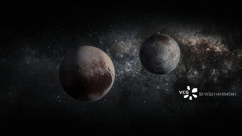 冥王星和卡戎星插图图片素材