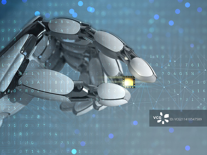 机器人手握微芯片插图图片素材