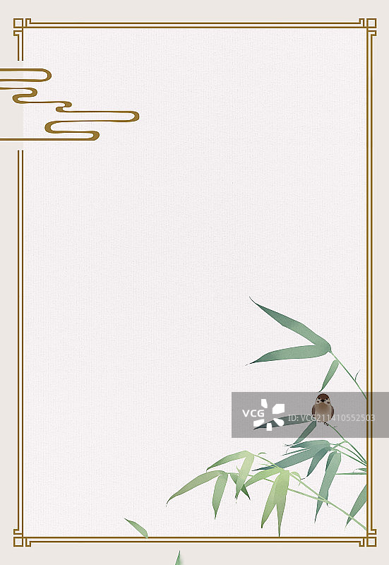 竹子中式边框信纸背景图片素材