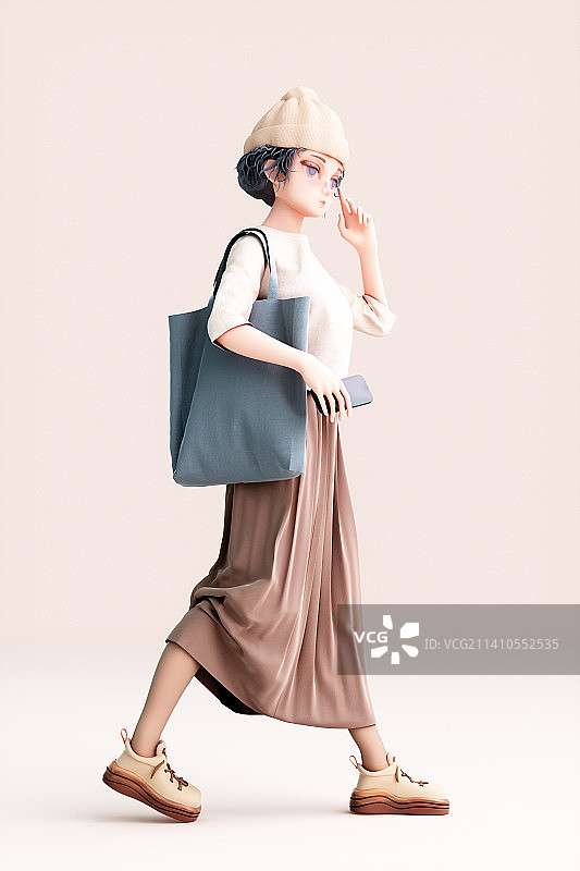 3D渲染的卡通女人图片素材