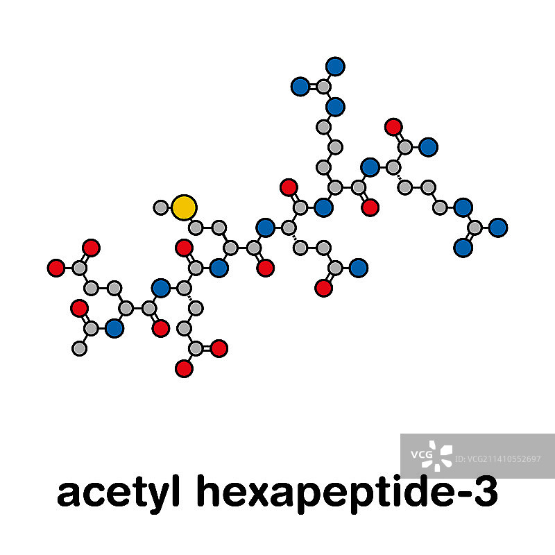 乙酰基六肽-3分子结构示意图图片素材