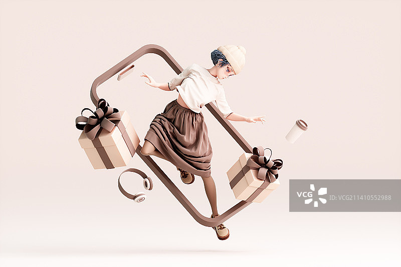 3D渲染的卡通女人图片素材