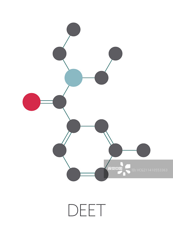驱蚊胺分子结构示意图图片素材