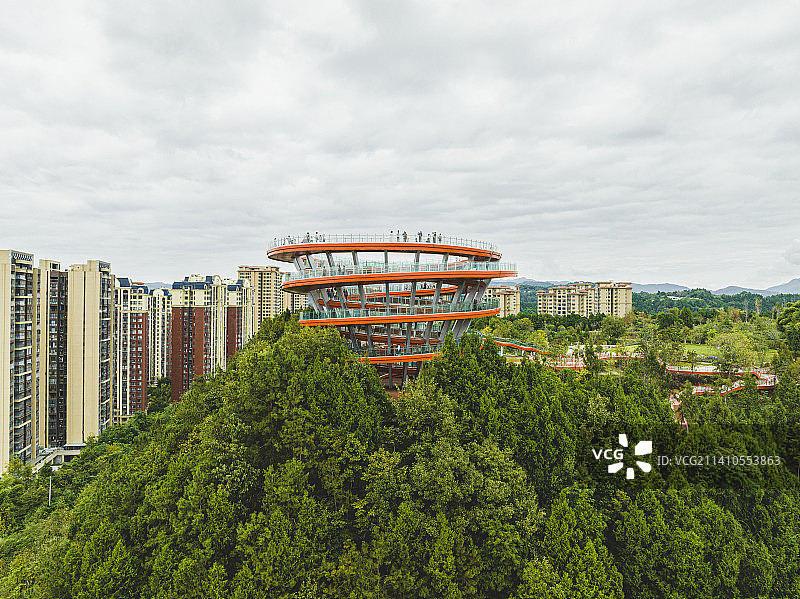 四川巴中恩阳区未来之眼建筑航拍图片素材