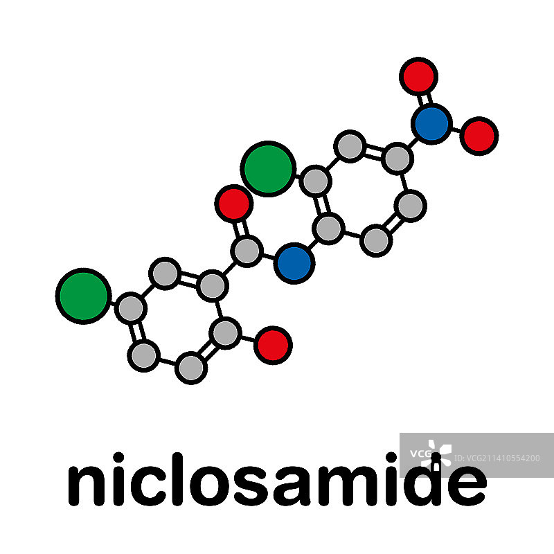 尼可刹胺绦虫药物分子结构图图片素材