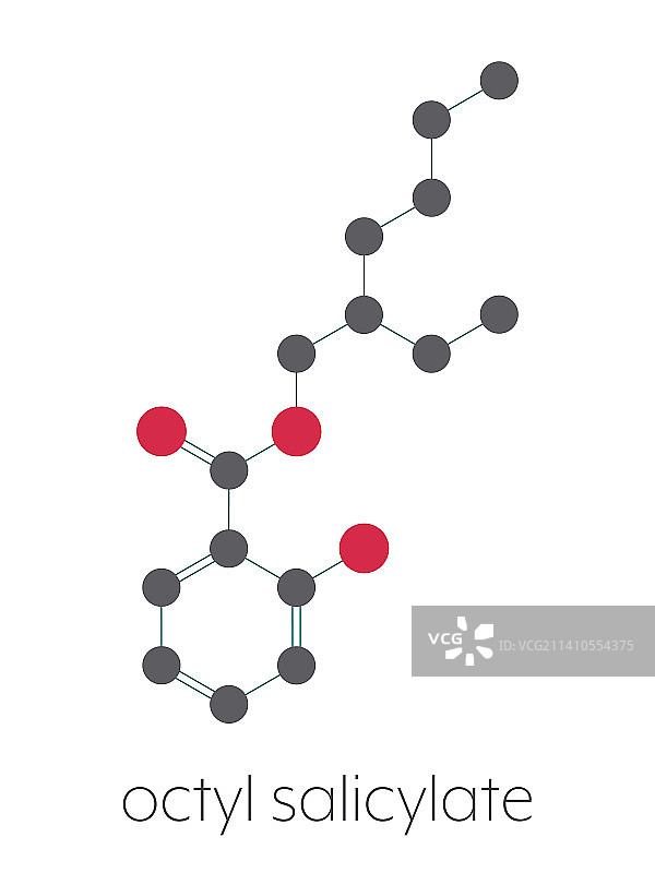 水杨酸辛酯防晒霜分子结构图图片素材