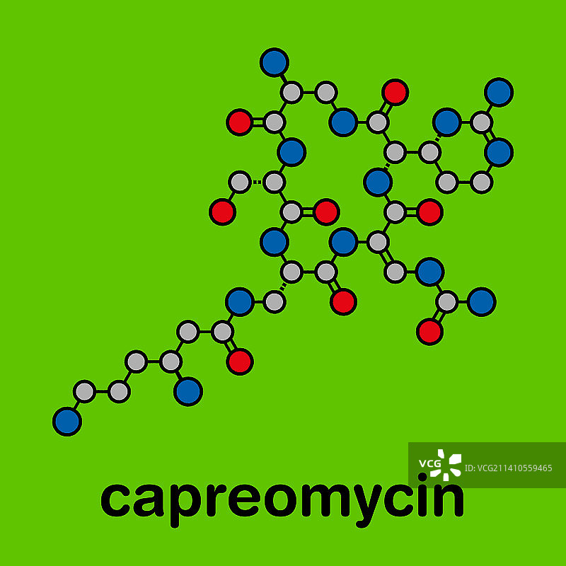 卷曲霉素抗生素药物分子结构示意图图片素材