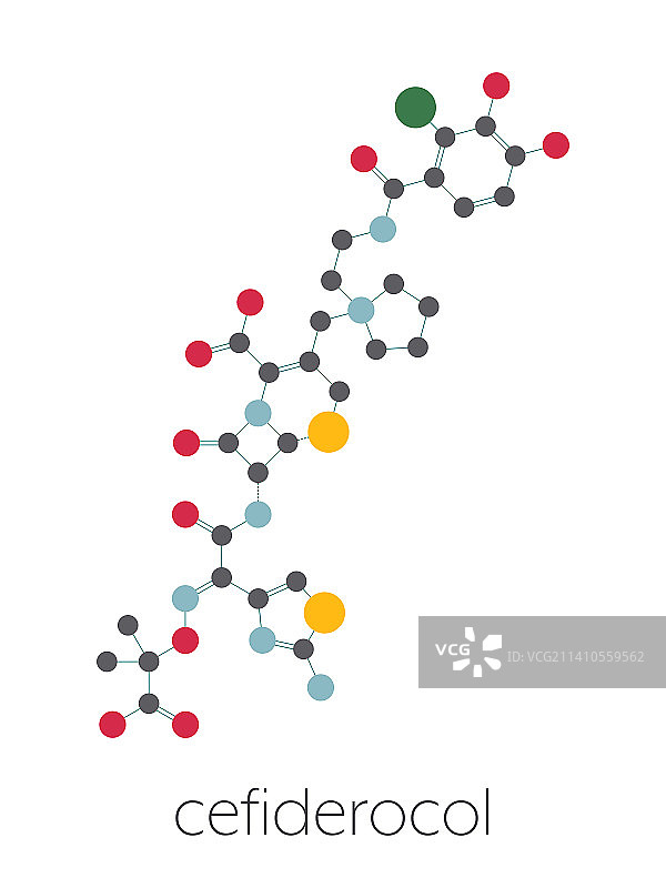 头孢地尔抗菌药物分子结构示意图图片素材