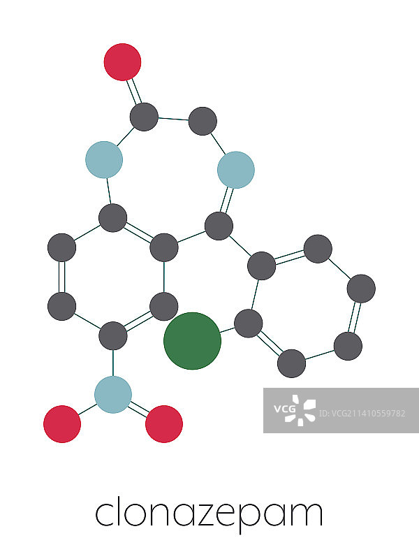 氯硝西泮苯二氮䓬类药物分子结构示意图图片素材