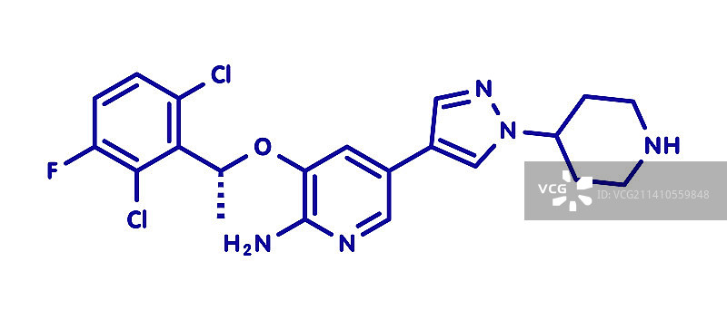 抗癌药物克唑替尼分子结构示意图图片素材