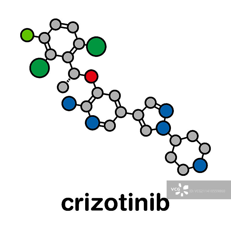 抗癌药物克唑替尼分子结构示意图图片素材