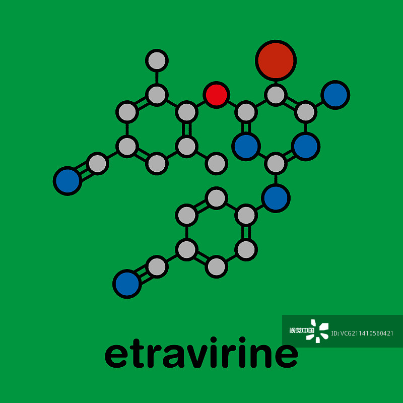 依曲韦林HIV药物分子结构图图片素材